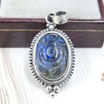 Labradorite Carving 1.25" 925 Silver Pendant (RS37-42)