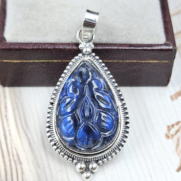 Labradorite Carving 1.25" 925 Silver Pendant (RS37-53)