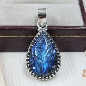 Labradorite Carving 1.25" 925 Silver Pendant (RS37-46)