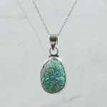 Kingman Turquoise 1.25" Carved 925 Sterling Silver Pendant (REXT57-111)