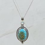 Kingman Turquoise 1.25" Carved 925 Sterling Silver Pendant (REXT57-103)