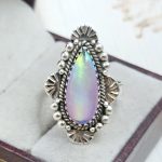 Aurora Opal Size US 10 925 Sterling Silver Ring (RS55-106)