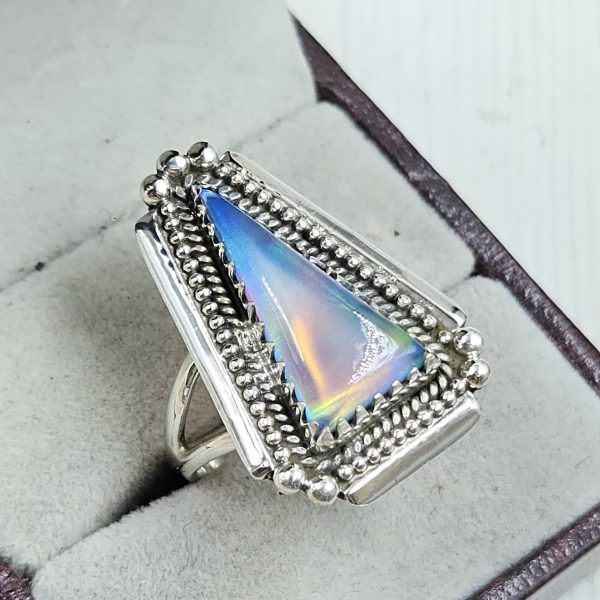 Aurora Opal Size US 9 925 Sterling Silver Ring (RS55-104) - Image 2