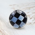 Black Onyx and White MOP Size US 8 925 Sterling Silver Ring (RS55-97)
