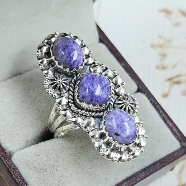 Charoite 925 Sterling Silver Ring (REXT79-90) - Image 2