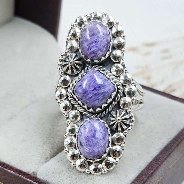 Charoite 925 Sterling Silver Ring (REXT79-90)