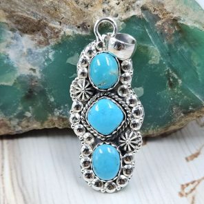 Kingman Turquoise 925 Sterling Silver Pendant (REXT79-100)