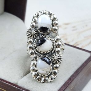 White Buffalo Turquoise 925 Sterling Silver Ring (REXT79-93)