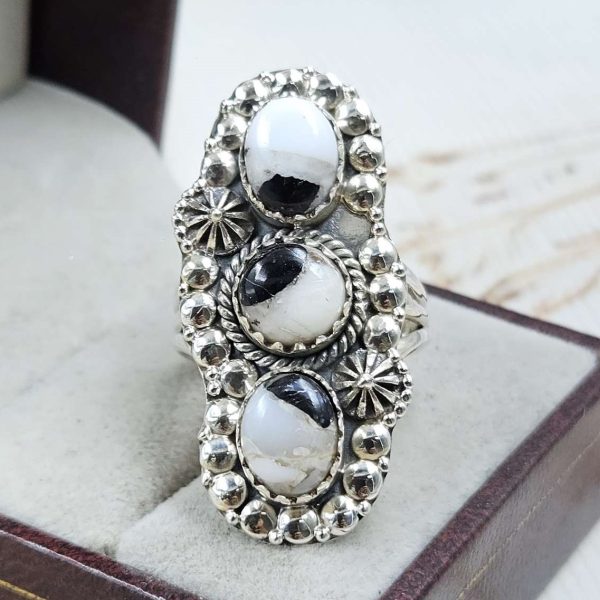 White Buffalo Turquoise 925 Sterling Silver Ring (REXT79-93)
