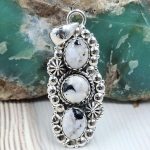 White Buffalo Turquoise 925 Sterling Silver Pendant (REXT79-97)