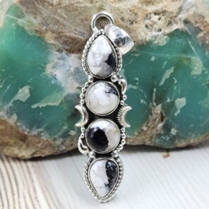 White Buffalo Turquoise 925 Sterling Silver Pendant (REXT87-103)
