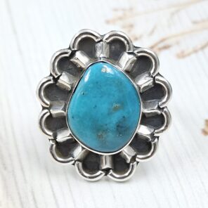 Kingman Turquoise Size US 10 925 Sterling Silver Ring (REXT89-188)