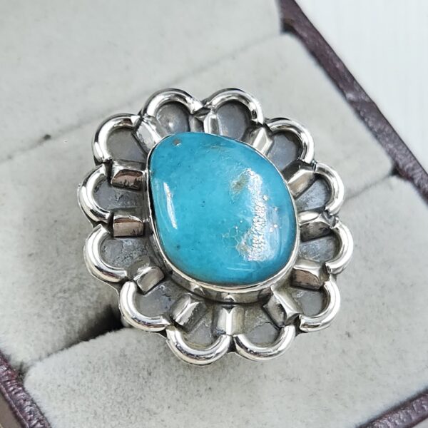 Kingman Turquoise Size US 10 925 Sterling Silver Ring (REXT89-188) - Image 2