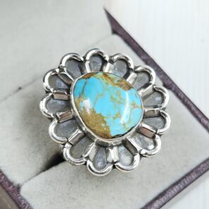Kingman Turquoise Size US 10 925 Sterling Silver Ring (REXT89-194)