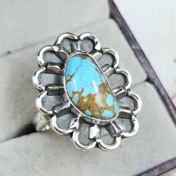 Kingman Turquoise Size US 7 925 Sterling Silver Ring (REXT89-196)