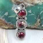 Red Rose Dahlia Turquoise 925 Sterling Silver Pendant (REXT87-128)
