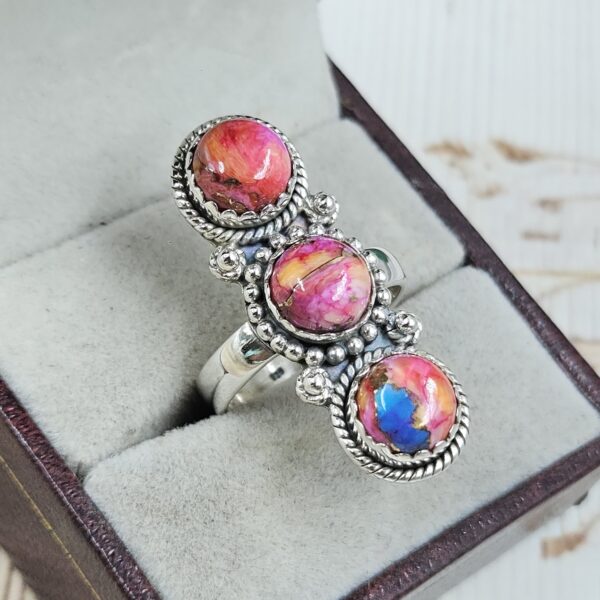 Pink Dahlia Turquoise 925 Sterling Silver Ring (REXT87-134) - Image 2