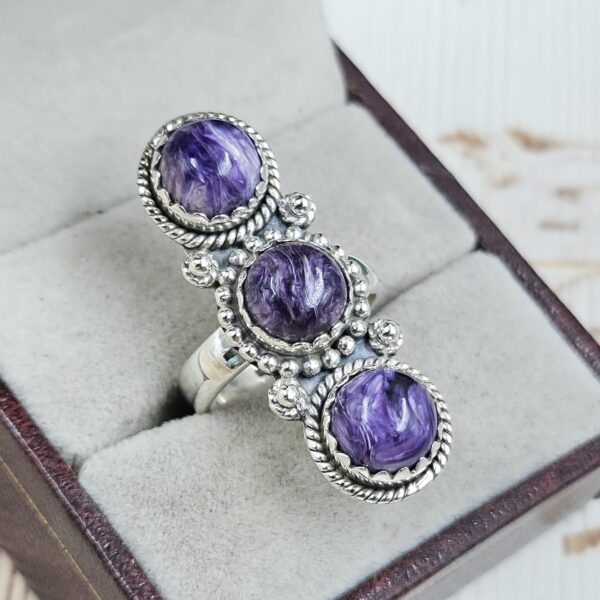 Charoite 925 Sterling Silver Ring (REXT87-132) - Image 2