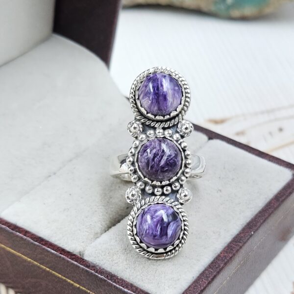 Charoite 925 Sterling Silver Ring (REXT87-132)