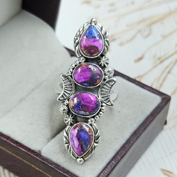 Pink Dahlia Turquoise 925 Sterling Silver Ring (REXT87-141)