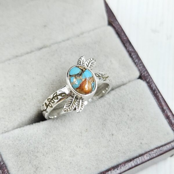 Spiny Oyster Turquoise 925 Sterling Silver Ring (REXT52-124) - Image 2