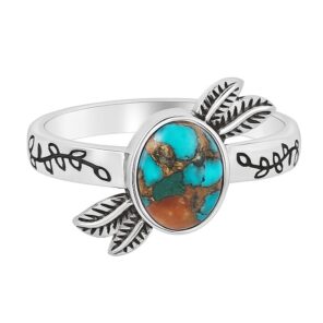 Spiny Oyster Turquoise 925 Sterling Silver Ring (REXT52-124)