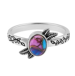 Pink Dahlia Turquoise 925 Sterling Silver Ring (REXT52-123)