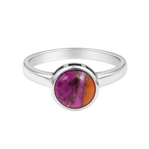 Pink Dahlia Turquoise 925 Sterling Silver Ring (REXT96-18)