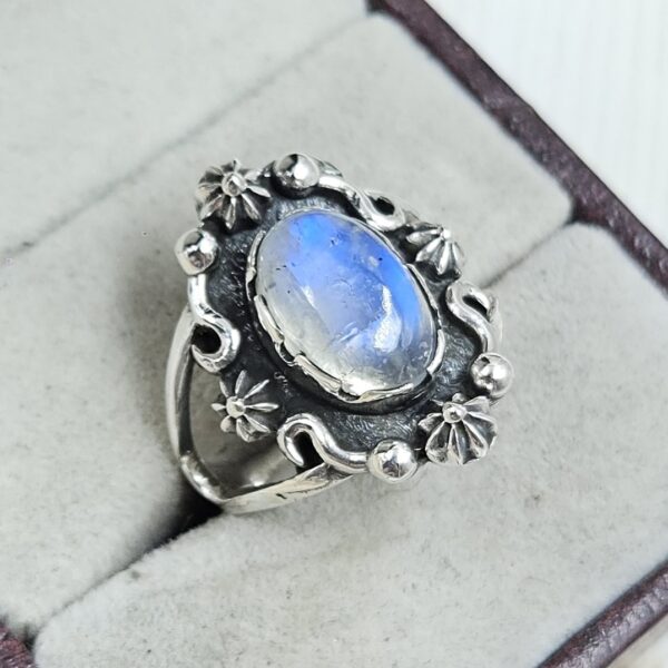 Rainbow Moonstone 925 Sterling Silver Ring (REXT96-21) - Image 2