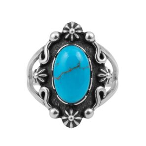 Kingman Turquoise 925 Sterling Silver Ring (REXT96-20)