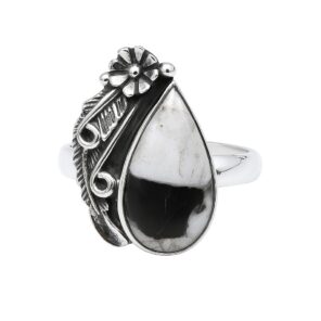 White Buffalo Turquoise 925 Sterling Silver Ring (REXT109-8)