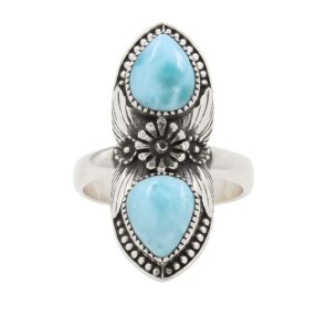 Larimar 925 Sterling Silver Ring (REXT109-9)