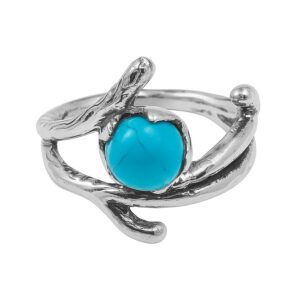 Tree Branch Kingman Turquoise 925 Sterling Silver Ring (REXT77-8)
