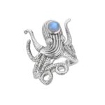 Rainbow Moonstone 925 Sterling Silver Octopus Ring (REXT77-10)