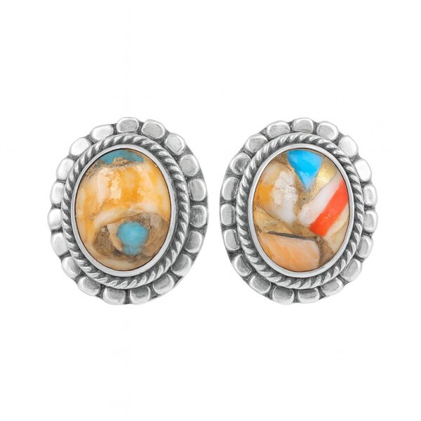 Spiny Oyster Turquoise 925 Sterling Silver Stud Earring (RS7-203)