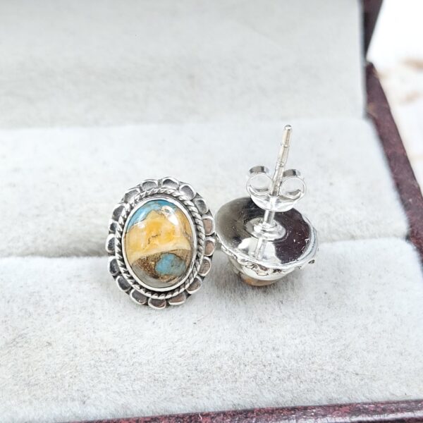 Spiny Oyster Turquoise 925 Sterling Silver Stud Earring (RS7-203) - Image 2