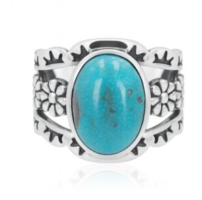 Kingman Turquoise 925 Sterling Silver Ring (REXT53-7)