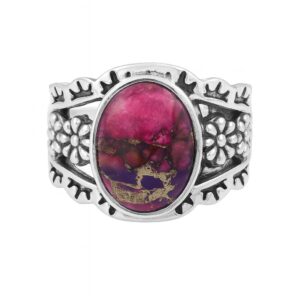 Pink Dahlia Turquoise 925 Sterling Silver Ring (REXT53-6)