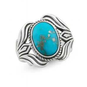 Kingman Turquoise 925 Sterling Silver Ring (REXT6-77)