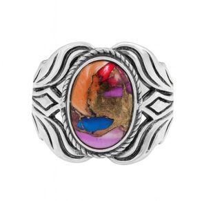 Pink Dahlia Turquoise 925 Sterling Silver Ring (REXT6-78)
