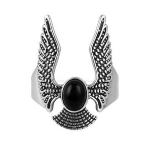 Black Onyx 925 Sterling Silver Wing Ring (RS37-62)