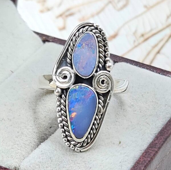 Australian Opal Size US 7 925 Sterling Silver Ring (RS104-359)