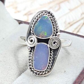 Australian Opal Size US 10 925 Sterling Silver Ring (RS104-360)
