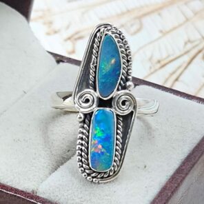 Australian Opal Size US 10 925 Sterling Silver Ring (RS104-362)