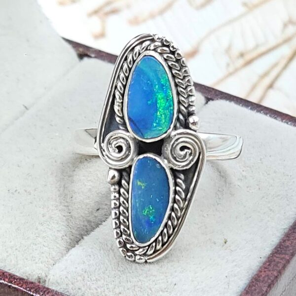 Australian Opal Size US 8 925 Sterling Silver Ring (RS104-364)