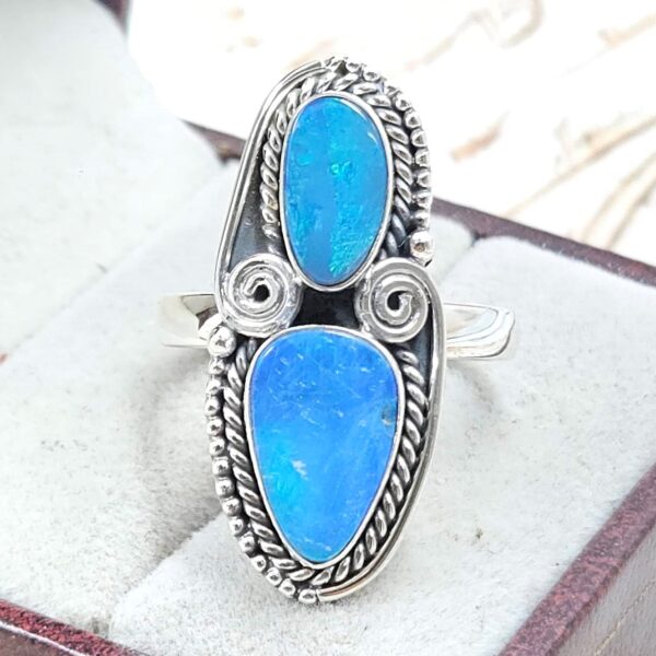 Australian Opal Size US 9 925 Sterling Silver Ring (RS104-366)