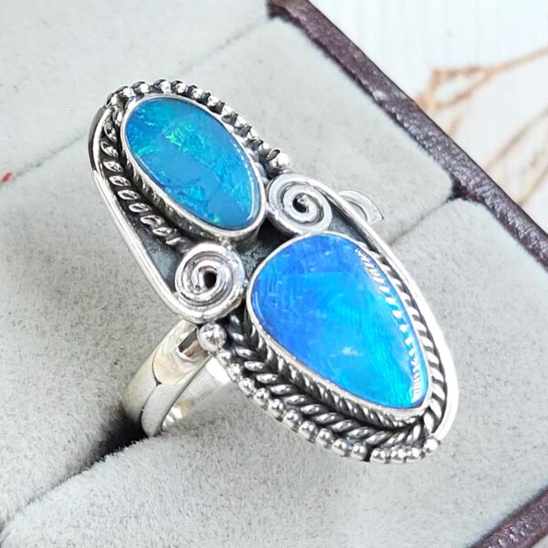 Australian Opal Size US 9 925 Sterling Silver Ring (RS104-366) - Image 2