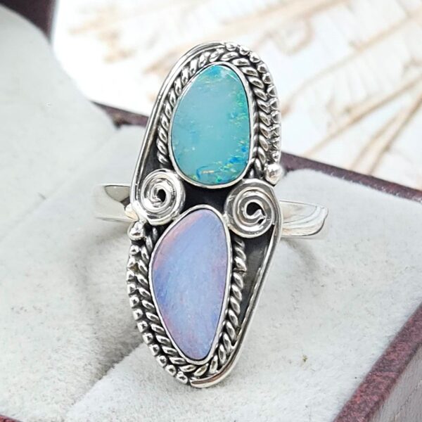 Australian Opal Size US 9 925 Sterling Silver Ring (RS104-367)