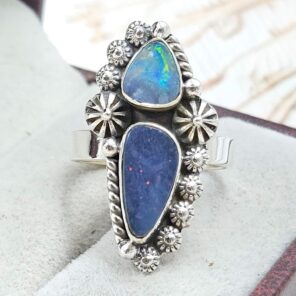 Australian Opal Size US 7 925 Sterling Silver Ring (RS104-368)