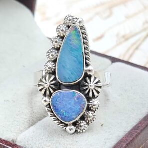 Australian Opal Size US 7 925 Sterling Silver Ring (RS104-373)